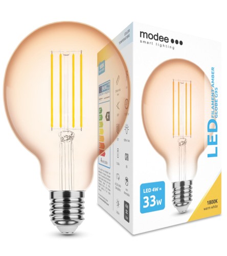 LED-lamp Filament Amber Globe G95 4W E27 360° 1800K (360 lumen)