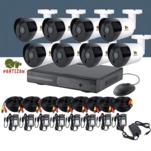 HD kvaliteediga professionaalsed CCTV KIT 8 kaamerad + DVR + 8 kaablid + 8 toiteadapterid