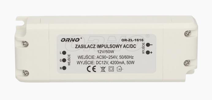 TRANSFORMATOR LED 50W, IP20,12V AC/DC, OR-ZL-1616 ORNO
