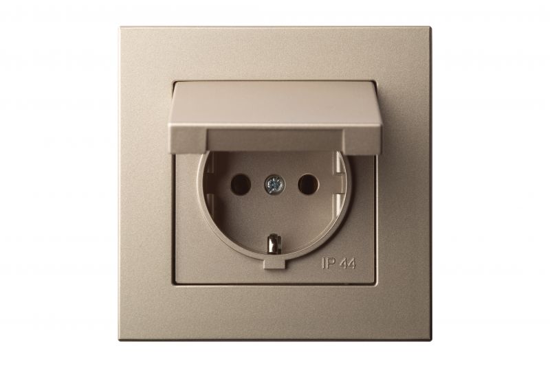 EPSILON Pistikupesa kaanega IKL16-408-01 E/Ch champagne IP44, ilma raamita