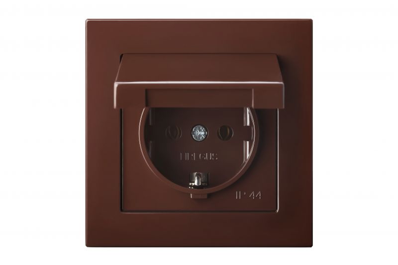 EPSILON Pistikupesa kaanega IKL16-408-01 E/R PRUUN IP44, ilma raamita