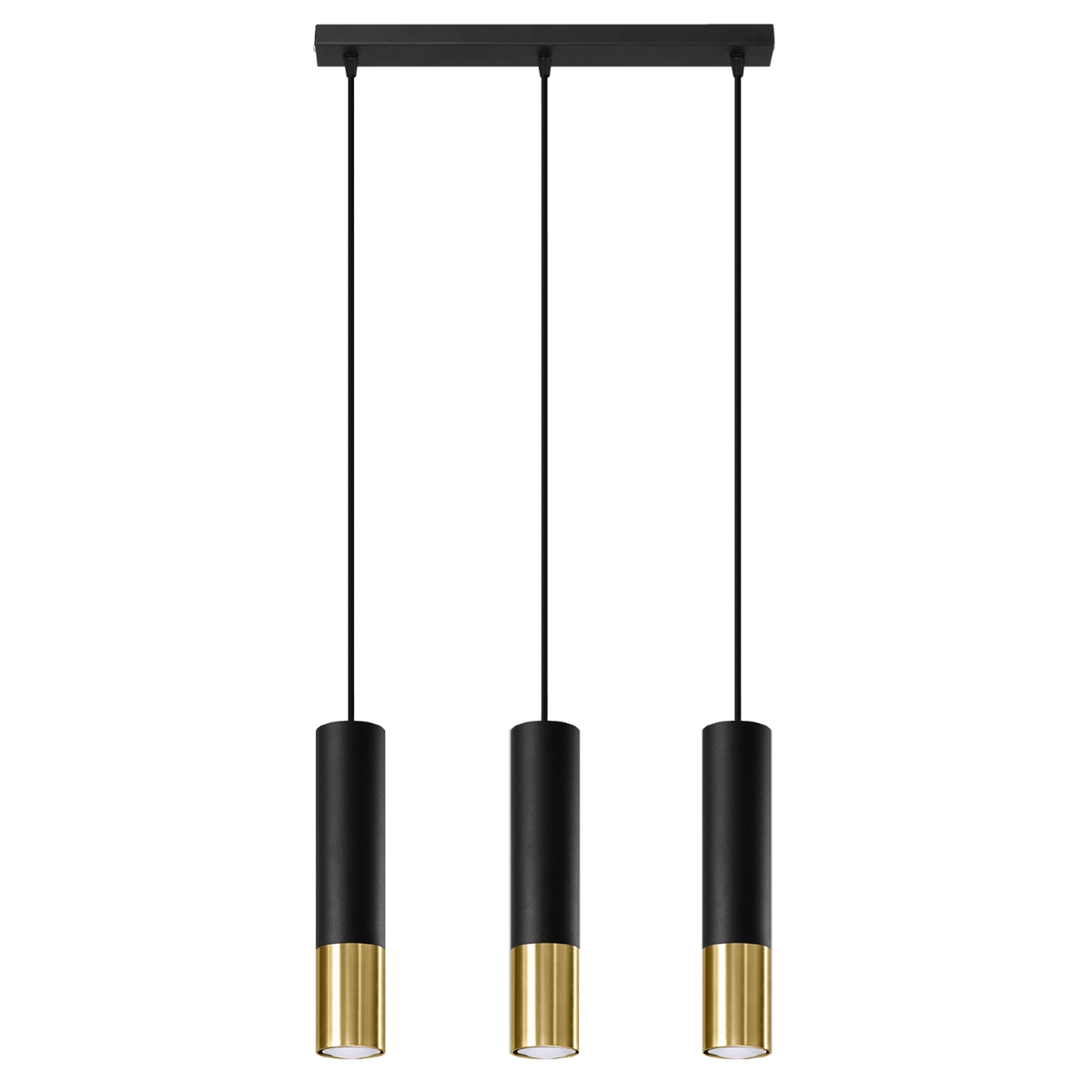 Rippvalgusti LOOPEZ 3L must/kuldne Sollux Lighting