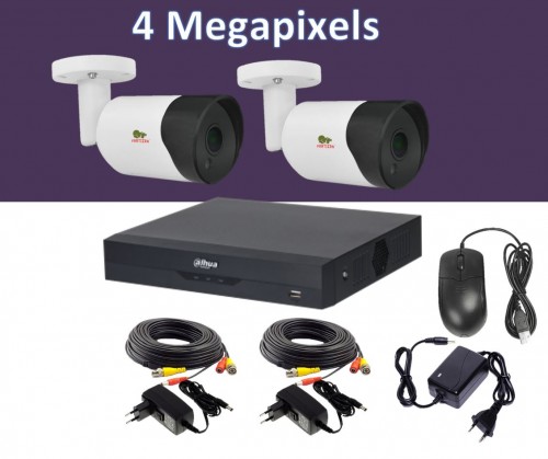 HD kvaliteediga professionaalne CCTV KIT 2 kaamerad + DVR + 2 kaablid + 2 toiteadapterid