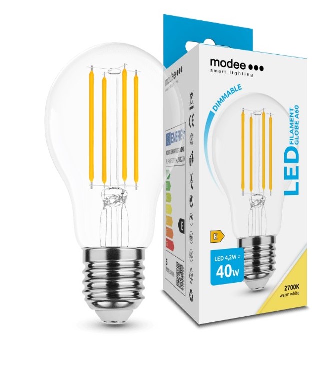 LED-lamp Filament A60 4,2W E27 360° 2700K (470 lumen) dimmerdatav