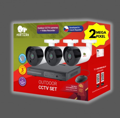 FULL HD kvaliteediga professionaalne CCTV KIT 3 kaamerad+ DVR + 3 kaablid +3 toiteadapterid