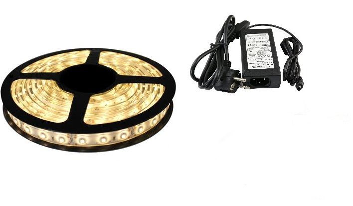 LED riba komplekt WW, 5 m, adapter 6 A, IP65, 14,4W/m, 60LED/m,12V