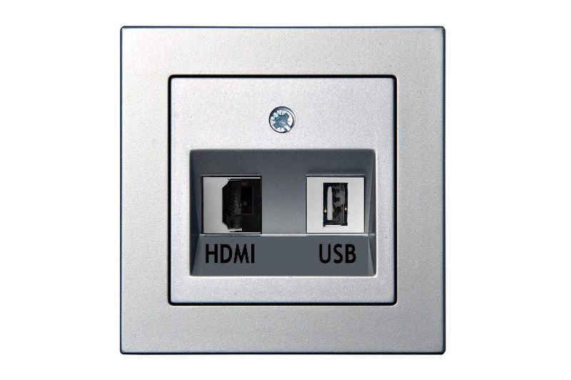 EPSILON Pistikupesa HDMI+USB-002-01 E/Mt METALLIC, ilma raamita