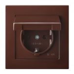 Розетка EPSILON с крышкой IKL16-408-01 E/R, коричневая, степень защиты IP44, без рамки.