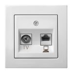 EPSILON Pistikupesa ITVKL1-01 E/B TV+DAT (RJ45 cat.6), w/f VALGE, ilma raamita
