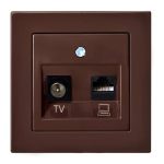EPSILON Pistikupesa ITVKL1-01 E/R TV+DAT (RJ45 cat.6), w/f PRUUN, ilma raamita