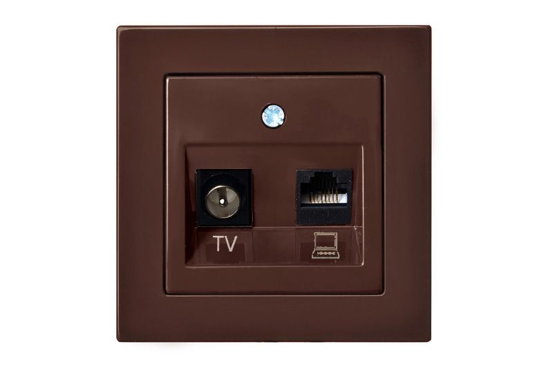 5c29f96327bb9304731409.jpg EPSILON Pistikupesa ITVKL1-01 E/R TV+DAT (RJ45 cat.6), w/f PRUUN, ilma raamita - Image 1
