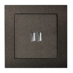 Розетка EPSILON IUK2-01 E/J USB 3.4A 220V, черная, без рамки.