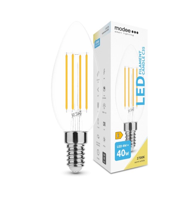 65651688.jpg LED-lamp Filament Candle C35 4W E14 360° 2700K (470 lumen) - Pilt 1