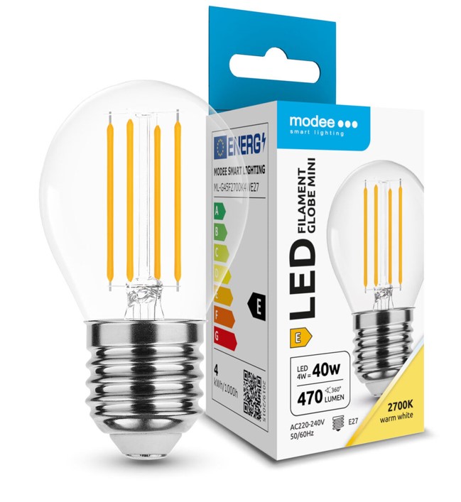 65651701.jpg LED-lamp Filament Globe Mini G45 4W E27 360° 2700K (470 lumen) - Pilt 1