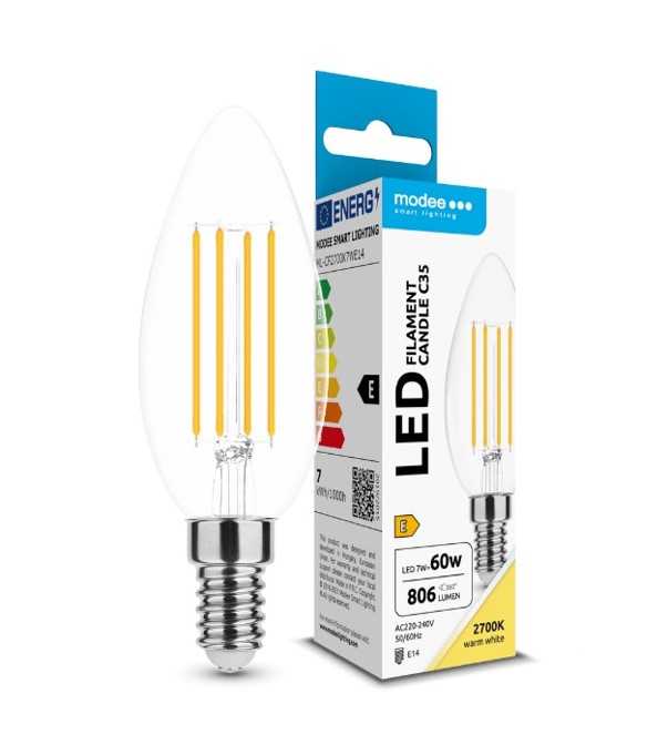 65656874.jpg LED-lamp Filament Candle C35 7W E14 360° 2700K (806 lumen) - Image 1