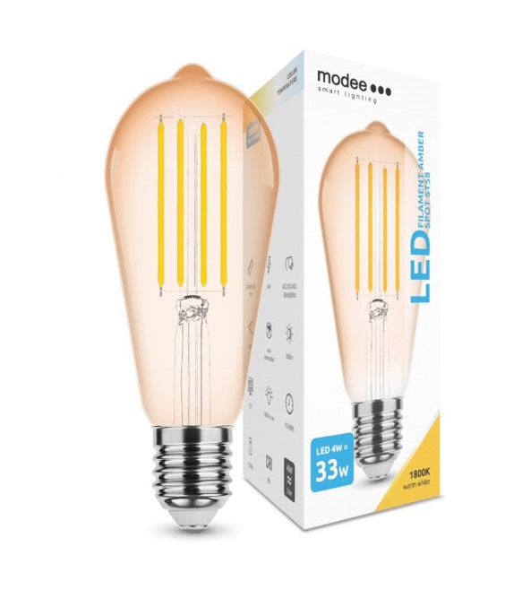 70710660.jpg LED-lamp Filament Amber ST58 4W E27 360° 1800K (360 lumen) - Image 1