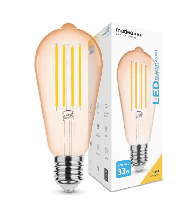 70710677.jpg LED-lamp Filament Amber ST64 4W E27 360° 1800K (360 lumen) - Image 1