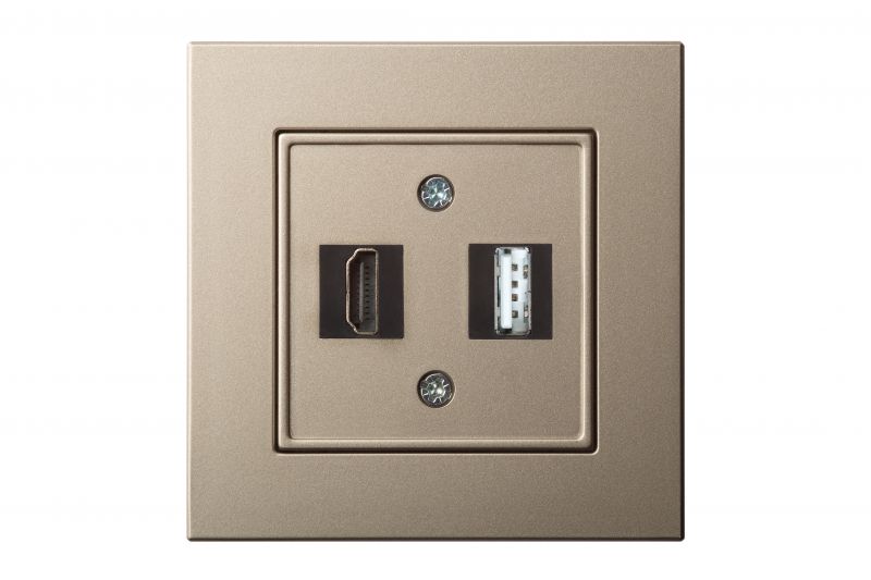 HDMIUSB-2-01_E_CH.HQ_.jpg EPSILON Pistikupesa HDMI+USB-002-01 E/Ch champagne, ilma raamita - Image 1