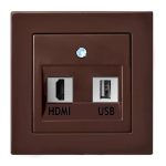 EPSILON Pistikupesa HDMI+USB-002-01 E/R PRUUN, ilma raamita