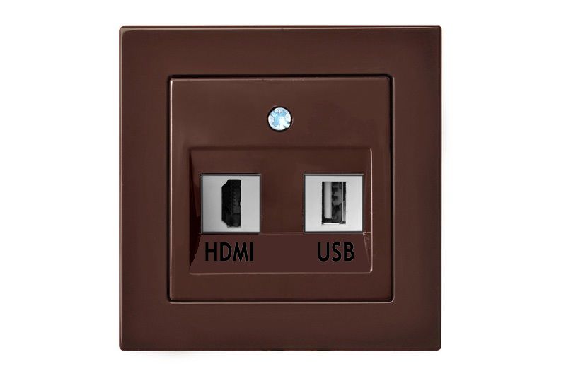 HDMIUSB_002-01_E_R.jpg EPSILON Pistikupesa HDMI+USB-002-01 E/R PRUUN, ilma raamita - Image 1
