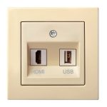 EPSILON Socket HDMI+USB-002-01 E/S SAND, без рамки