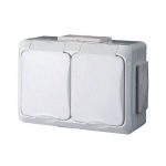 Pistikupesa 9854H 2-ne pinnapealne, maandusega ja kaanega,IP54 16A