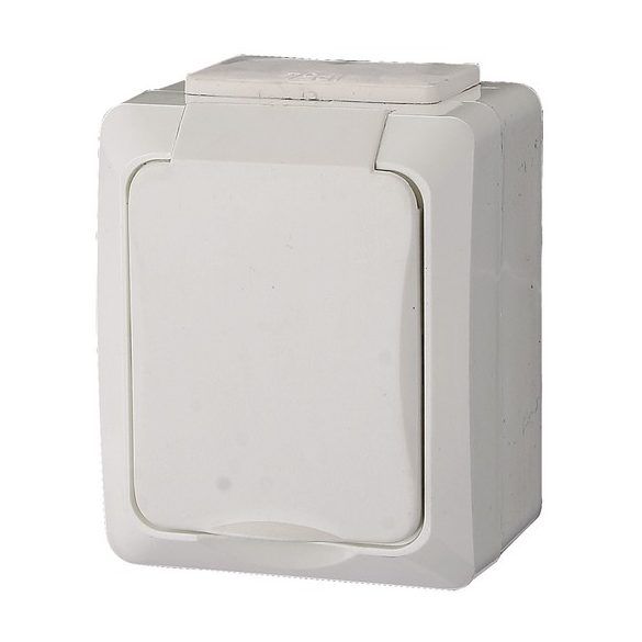 product4118 Розетка 9853H, односекционная, для поверхностного монтажа, заземленная, с крышкой, степень защиты IP54, 16 А.