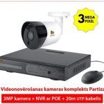 IP-videovalvekaamera komplekt Partizan: 3MPix kaamera + NVR koos POE-ga + 20m UTP-kaabel